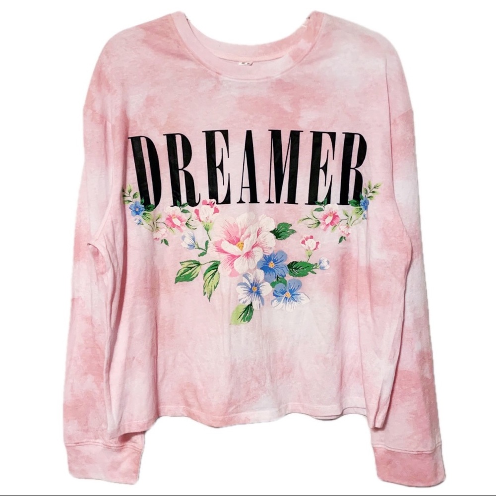DREAMER Floral Tie Dye Long Sleeve Graphic Tee XL - Picture 1 of 12